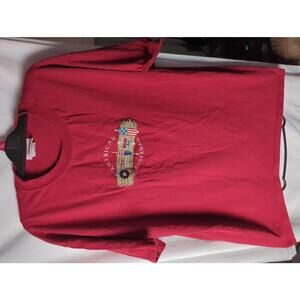 Vintage McSport American Fisherman Embroidered Red Cotton T-Shirt XL